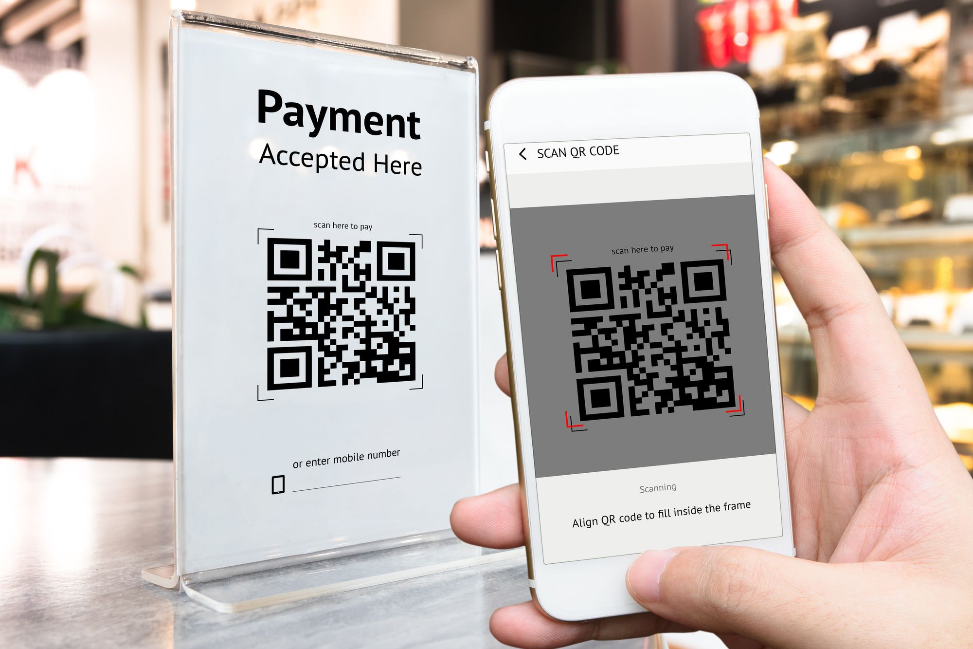 phone QR code payment scan mobile digital